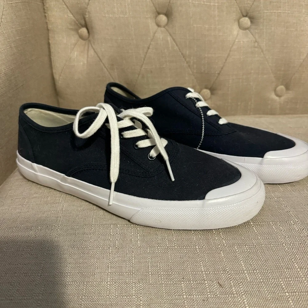 J. Crew Navy Canvas Low-Top Sneakers with White Soles - Picture 3 of 7